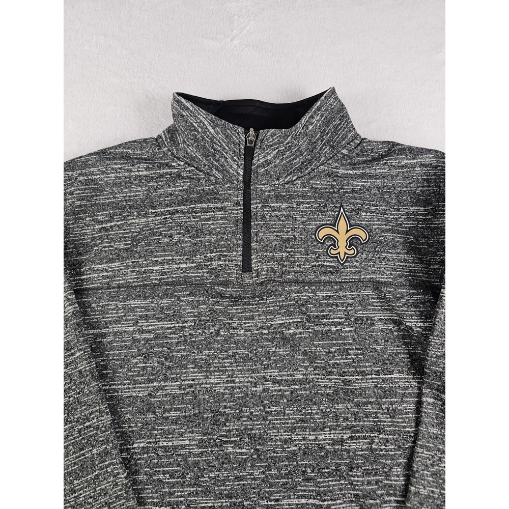 Team Apparel New Orleans Saints Heather Grey 1/4 Zip Pullover Sweatshirt Men 2Xl - Picture 2 of 14